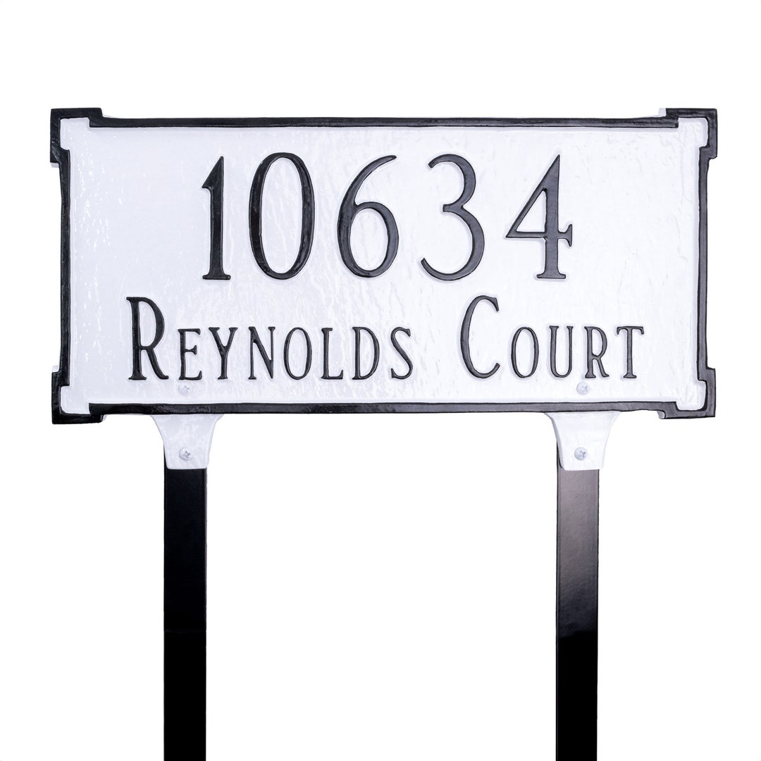 New Yorker Address LAWN Plaque Sign, Custom TWO Line Address Sign