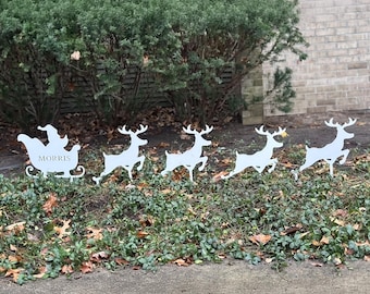 Personalized Christmas Santa & Reindeer Outdoor Décor (8 color options)