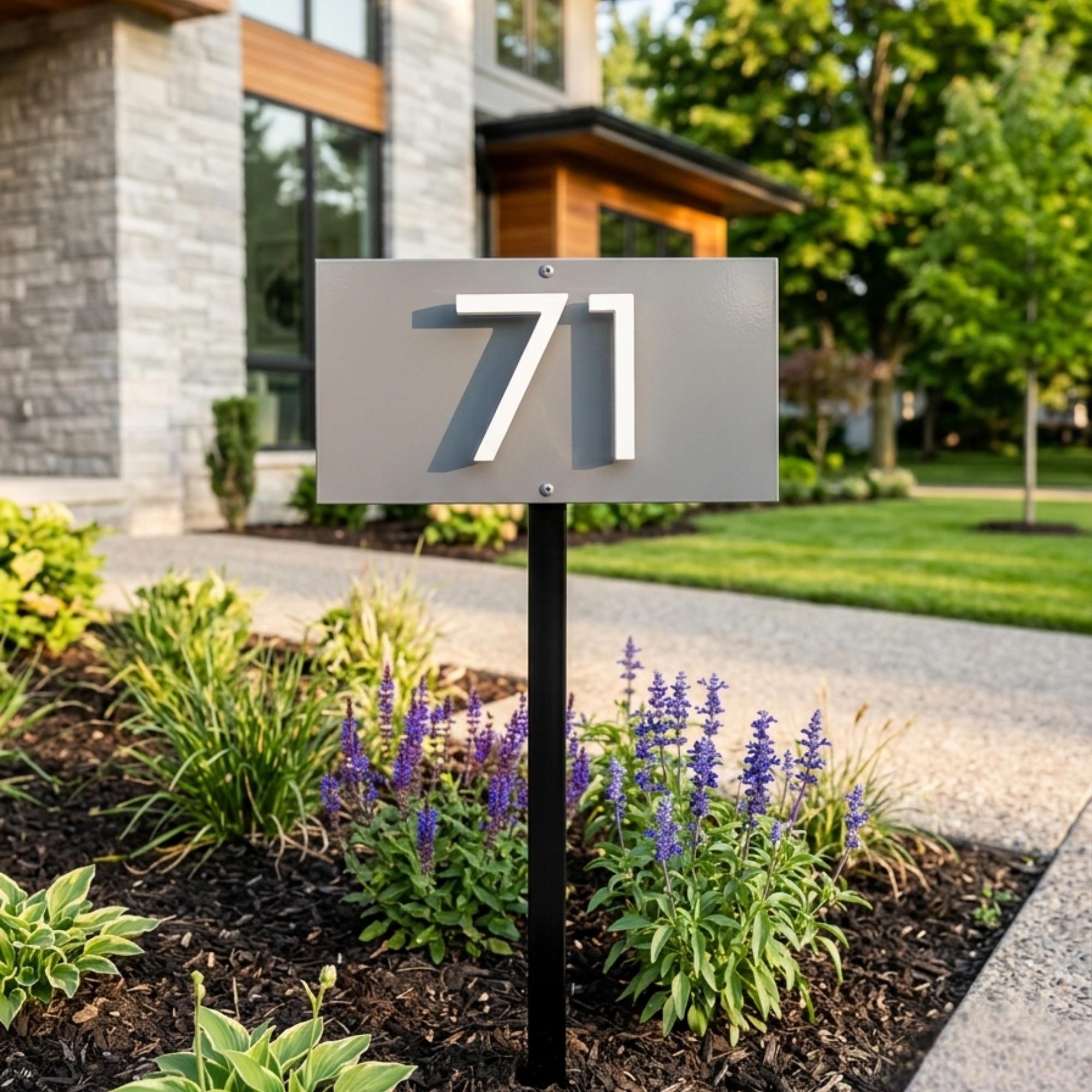 Modern Address Sign, 4 Inch Floating Number Address Sign, Horizontal ...