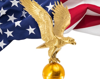 Flagpole Topper Eagle - 12"  Cast Aluminum Eagle - Made to Last Unlike Synthetic Imports - No Assembly Required, Eagle Flag Pole Topper