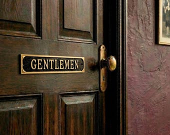 Cast Metal Ladies or Gentlemen Rectangle Statement Plaque Sign, Restroom Sign, Bathroom Plaque for Business, Cast Aluminum, Easy to Install