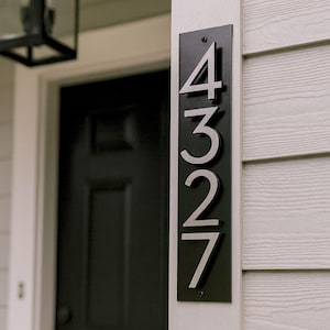 Modern Address Sign, 3 Inch Floating Number Address Sign, 1-5 Digits Vertical Sign, Metal Address Plaque, House Numbers Vertical