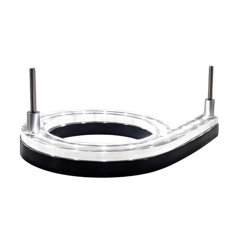 May include: A white LED illuminated house number with a black backing. The number is a 9 and is mounted with two screws.