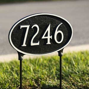 Two Sided Lawn Address Sign - Double Sided Classic Oval - 26 Color Combinations - Two Sided Personalized Address Sign