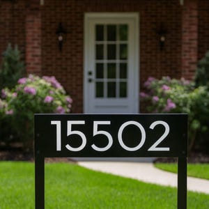 Modern Address Sign, 4 Inch Floating Number Address Sign, Horizontal Outdoor Lawn Sign, Yard Address Plaque, House Numbers Sign