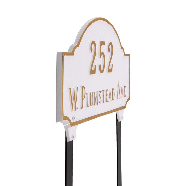 Fitzgerald Address LAWN Plaque Sign, Two Line Address Sign, Cast Metal ...