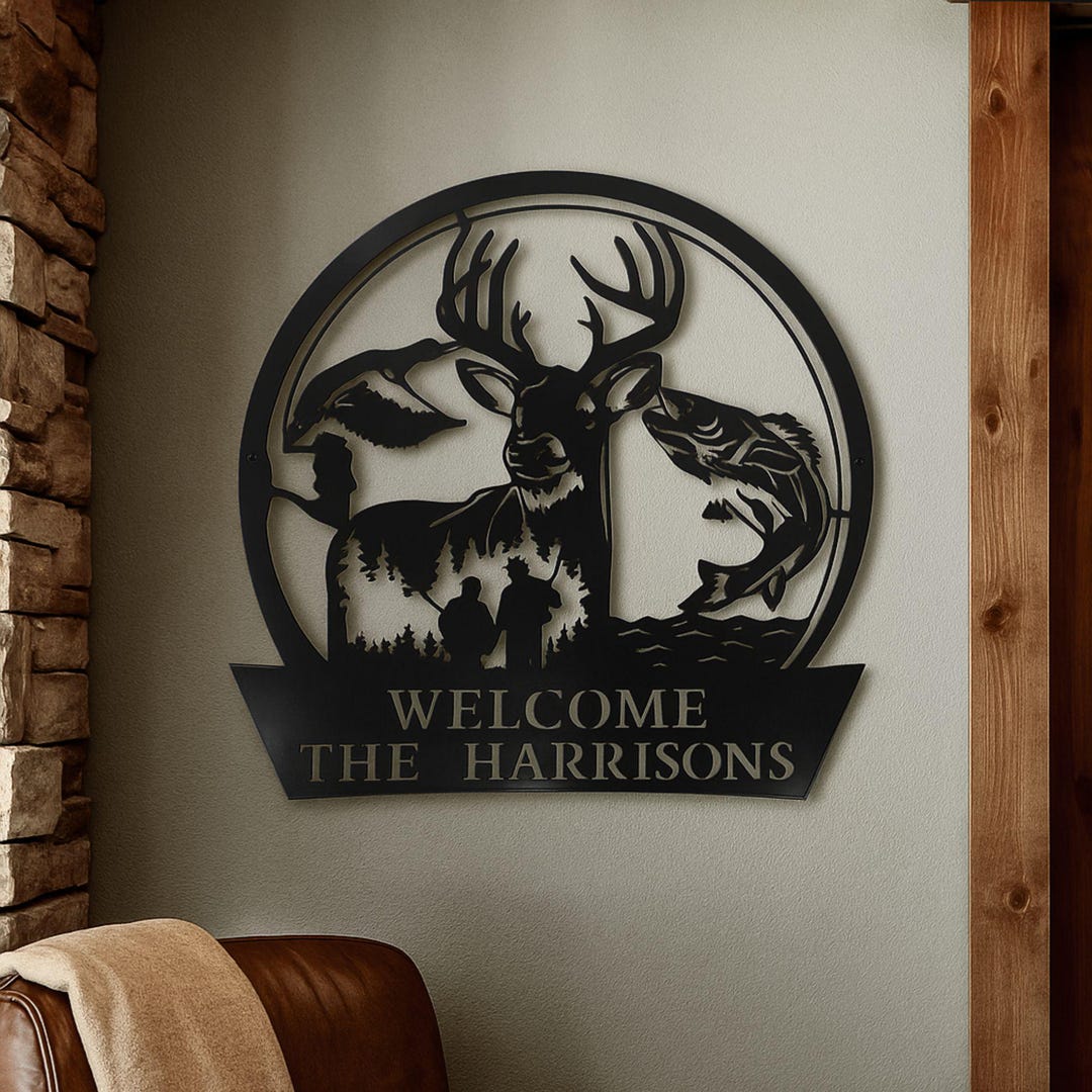Personalized Deer Hunting Cabin Wall Art, Home Decor, Metal Hunter Gift ...