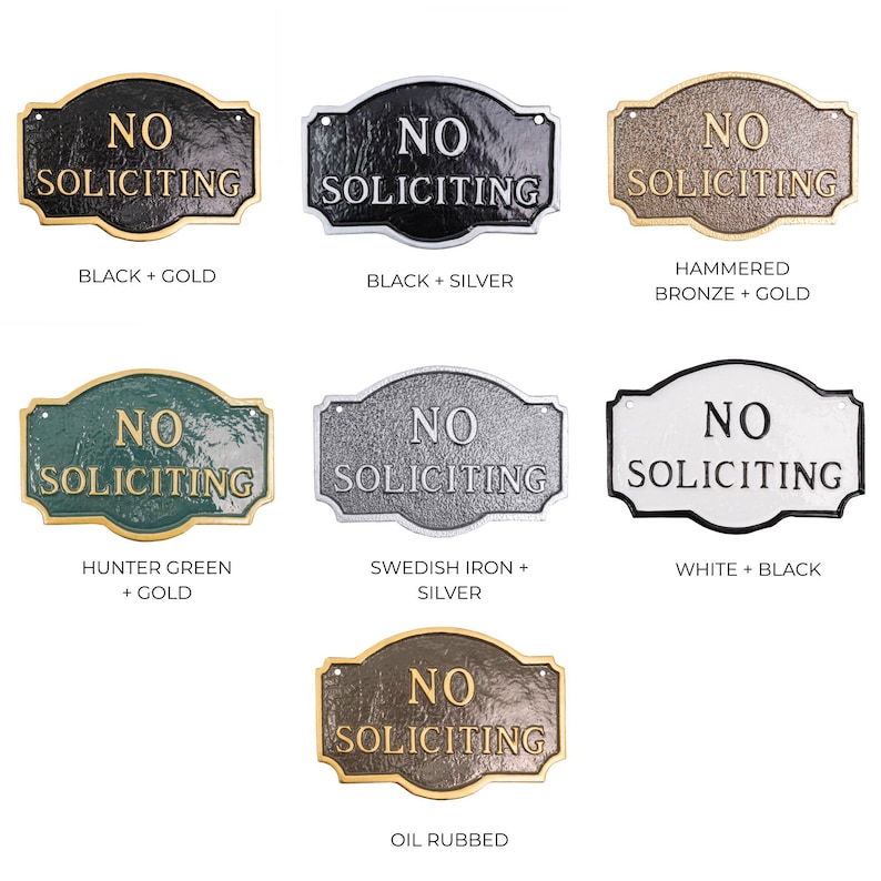 No Soliciting Montague WALL or LAWN Statement Plaque Sign, Business or Home Privacy Sign, Durable Powder Coated Aluminum, Made in the USA image 2