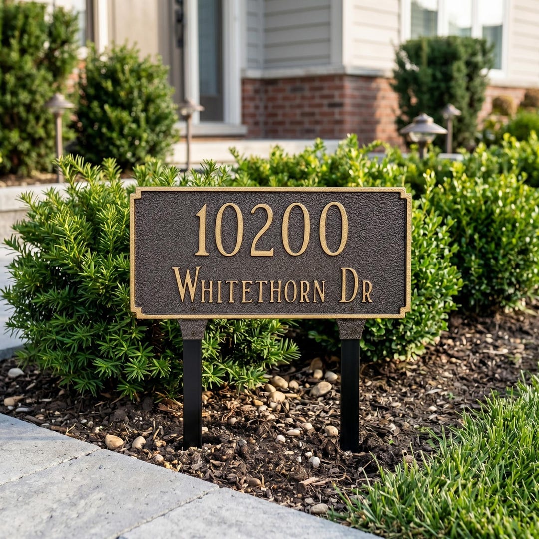 Madison Yard Address Plaque Sign, Two Line Address Sign, Powder Coated ...
