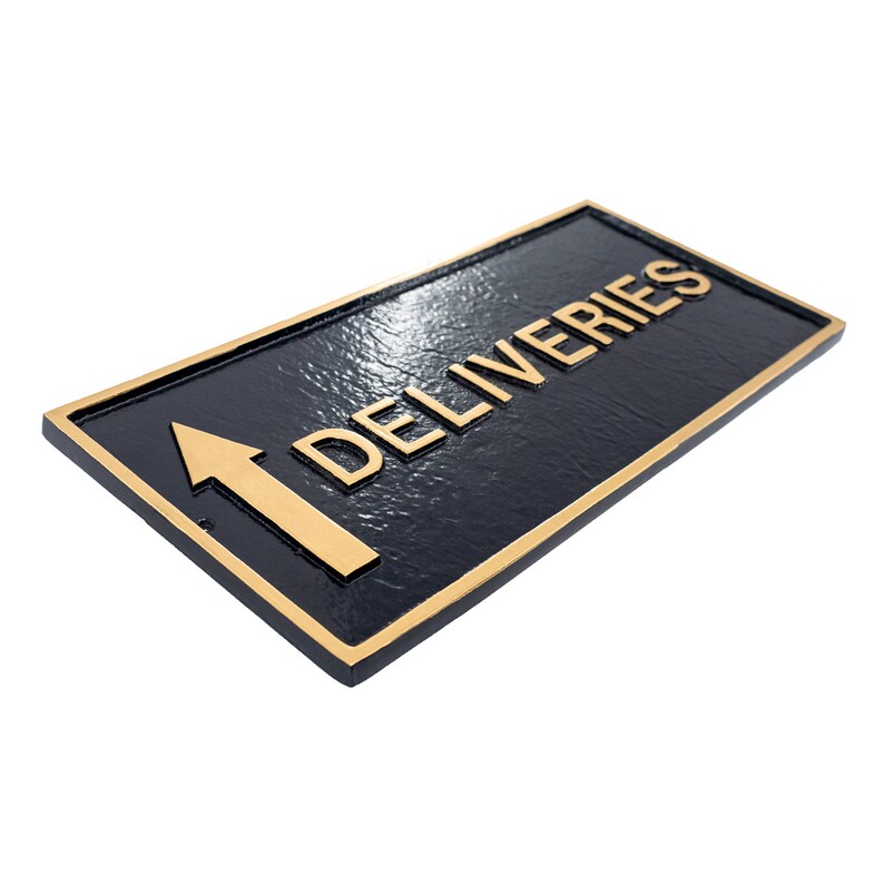 Deliveries Sign With up Arrow LAWN or WALL Rectangle Statement Plaque ...