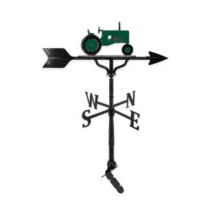 Hand Crafted Cast Metal Tractor Weathervane, Includes Roof Mount, Outdoor Wind Vane with Ornament, Roof Decor, Proudly Made in the USA