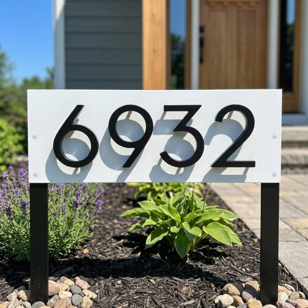 Modern Address Sign, 4 Inch Floating Number Address Sign, Horizontal ...