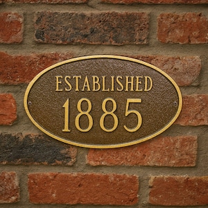 Historical Oval WALL or LAWN Plaque Signs - Circa, Established, Founded or Built - Custom Metal Date Sign - Historic Home Sign - Made in USA