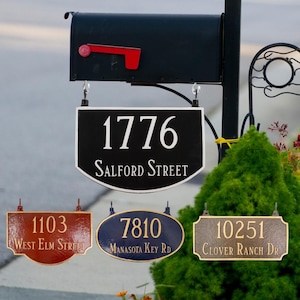 Two Sided Address Sign - 4 Shapes - 26 Colors - Double Sided Address Sign - Hanging Address Sign - Mailbox Address Sign
