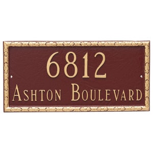 Personalized Cast Metal Address plaque, Jefferson Rectangle Plaque, Two Line Address Sign, House number sign, WALL or LAWN Mount