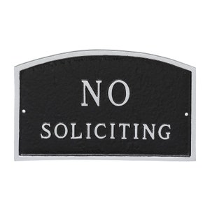 No Soliciting Arch WALL or LAWN Statement Plaque Sign, Business or Home Privacy Sign, Durable Powder Coated Aluminum, Made in the USA