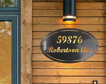 Metal Address Sign - Wall Mount House Number Sign - Personalized Steel Sign - House Numbers