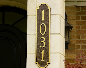 Rockford Column Address Plaque Sign, Vertical Wall Mount Address Sign, Powder Coated Aluminum, Custom Metal Work, Handmade in the USA