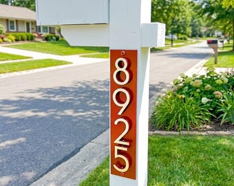 Modern Address Sign, 3 Inch Floating Number Address Sign, 1-5 Digits Vertical Sign, Metal Address Plaque, House Numbers Vertical