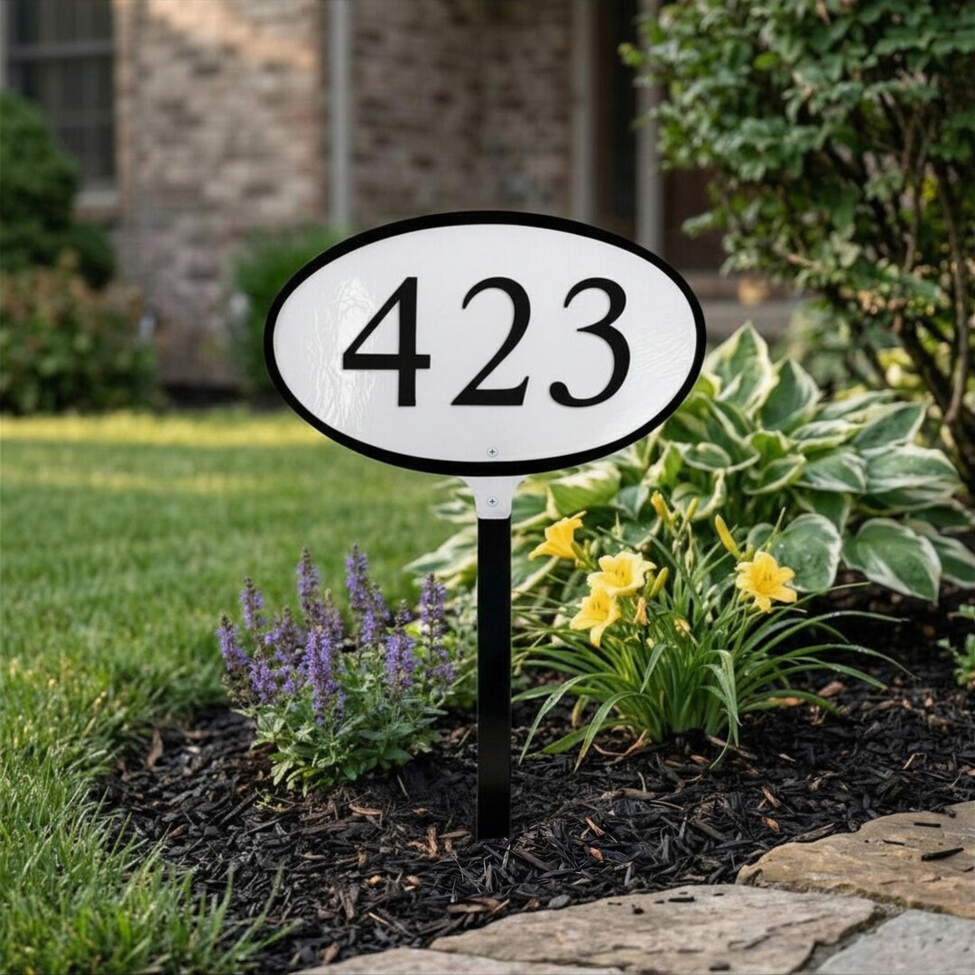 Oval Cast Aluminum Address Plaque, Custom House Number Sign, Outdoor ...