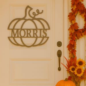 Fall Decoration, Pumpkin Front Door Metal Sign, Pumpkin Door Hanger, Fall Door Art Decor