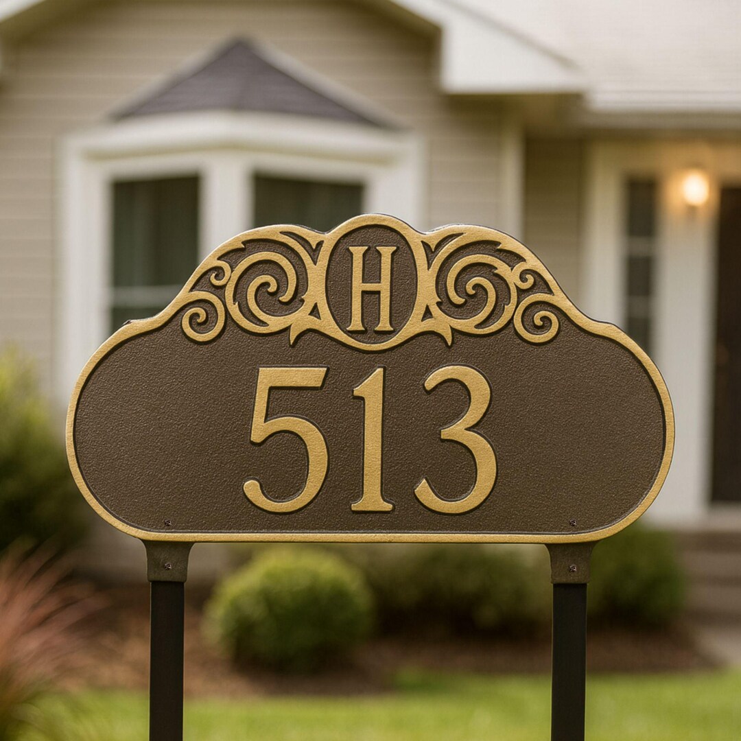 Monogrammed Address Sign Plaque, Wall or Lawn Address Sign, Monogram ...