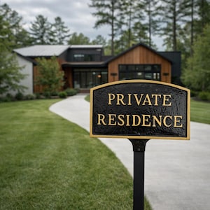 Private Residence Arch LAWN or WALL Statement Plaque Sign, Home Privacy Sign, Durable Powder Coated Aluminum, Rust Proof, Handmade in USA