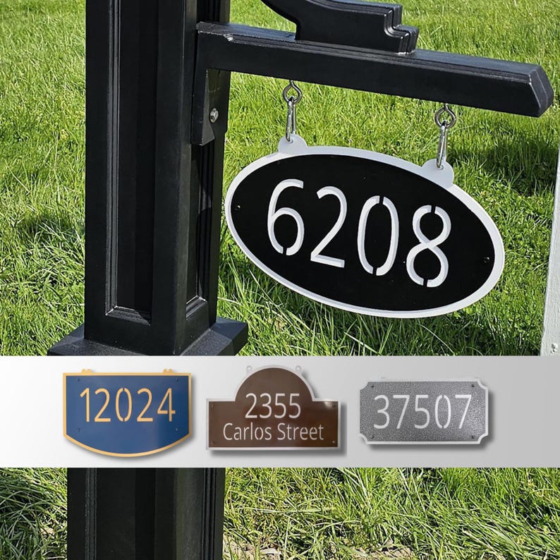 Double Sided Address Sign - Two-sided Hanging House Number Plaque - 26 ...