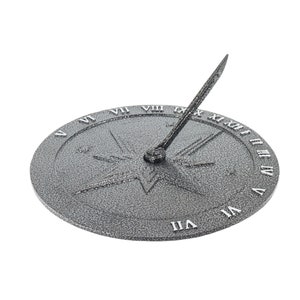 Cast Metal Roman Sundial, Elegant Garden Decor, Timekeeping Metal Art, Roman Numeral Clock Ornament, Durable Cast Aluminum, Made in the USA