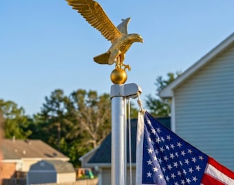 Flagpole Topper Eagle - 18" Cast Aluminum Eagle - Made to Last Unlike Synthetic Imports - No Assembly Required - Eagle Flag Pole Topper