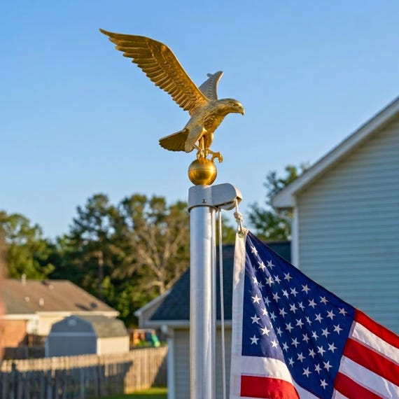 Flagpole Topper Eagle - 18" Cast Aluminum Eagle - Made to Last Unlike Synthetic Imports - No Assembly Required - Eagle Flag Pole Topper