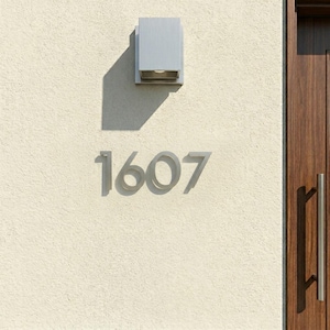 4 Inch Modern House Numbers & Letters, Floating or Flush, Durable Precision Cut Aluminum, Address Numbers, Address Numbers for House