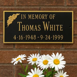 Personalized Memorial Plaque with Flower WALL Sign, Two Line Memorial Sign, Custom Metal Sign, Memorial Plaque Display, Easy to Install