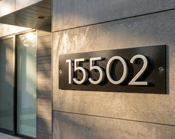 Modern Address Sign, 3 Inch Floating Number Address Sign, Horizontal Outdoor Wall Sign, Personalized Address Plaque, House Numbers