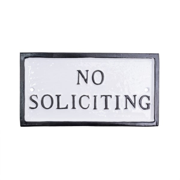 No Soliciting Petite Rectangle Statement Plaque Sign, Business or Residential Privacy Sign, Durable Aluminum, Easy to Install, Made in USA