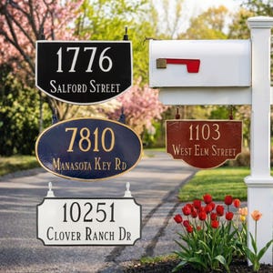 Two Sided Address Sign - 4 Shapes - 26 Colors - Double Sided Address Sign - Hanging Address Sign - Mailbox Address Sign