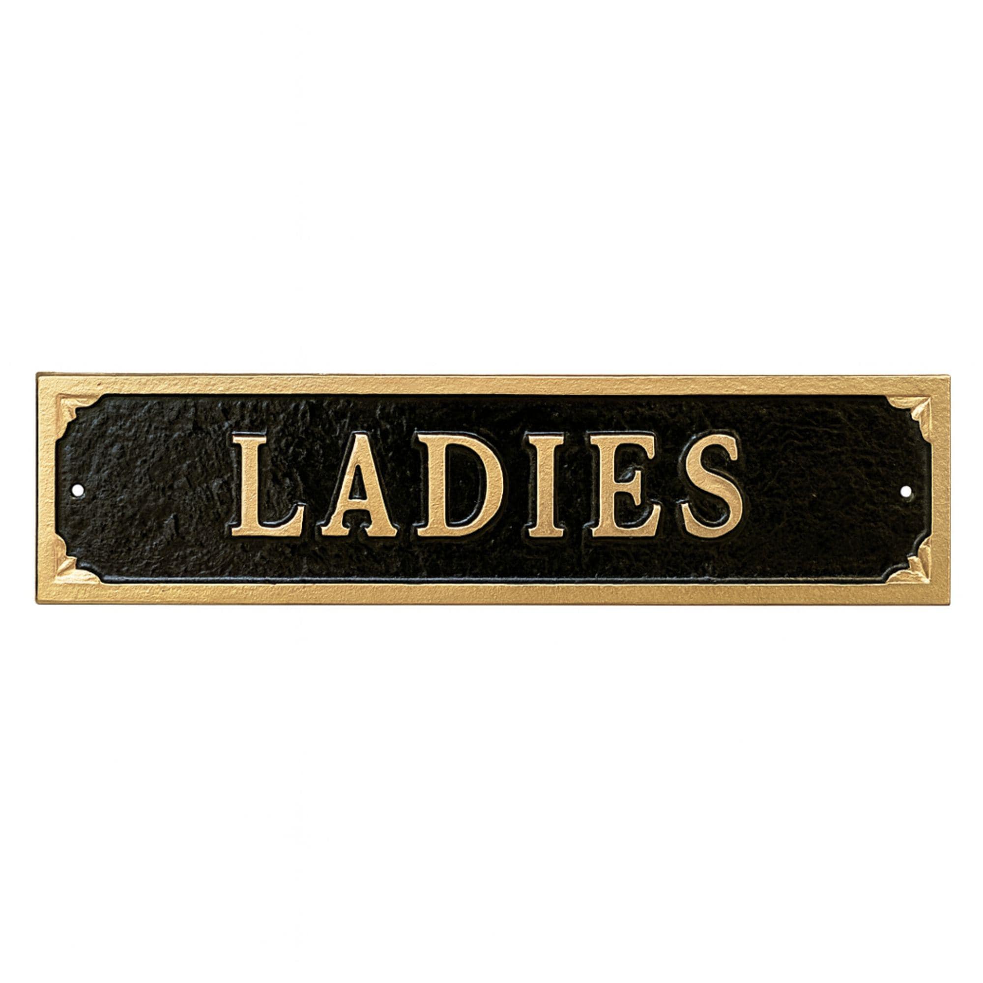 Cast Metal Ladies or Gentlemen Rectangle Statement Plaque Sign, Restroom Sign, Bathroom Plaque for Business, Cast Aluminum, Easy to Install
