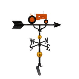 Hand Crafted Cast Metal Deluxe Tractor Weathervane, Roof Mount Included, Outdoor Wind Vane with Ornament, Roof Decor, Made in the USA