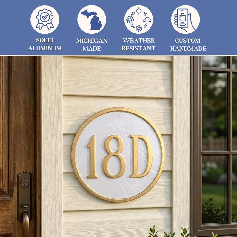 Circle Address WALL Plaque Sign, One Line Address Sign, Made in ...