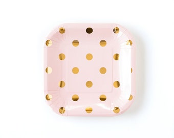 pink and gold plates