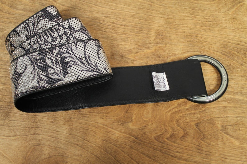 Black Leather And Silver Metal Mint Condition Whiting Davis Designer Signed Black Floral Damask Mesh Vintage Belt Accessories Belts Valresa Com