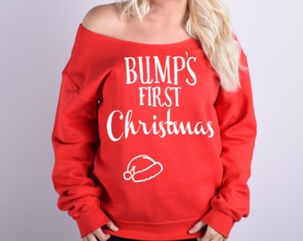 Bump's First Christmas® Sweatshirt. Pregnancy Christmas Shirt. Pregnancy Christmas Sweatshirt. Maternity Christmas Sweatshirt. S-5XL