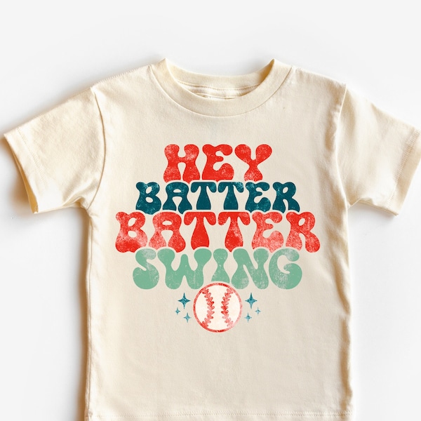 Hey Batter Batter Swing Tee For Kids - Baseball Sports Shirt Toddler - Childrens Tee For Baseball Game - Baby Shirt Baseball Fan