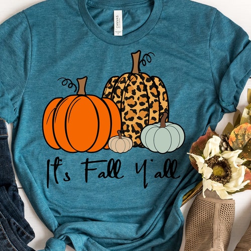 Love Fall Y'all Shirt Leopard Pumpkin Print Fall Shirt - Etsy