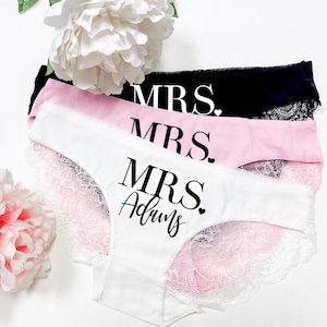 Mrs Panties - Bride Panties - Lace Wedding Underwear - Bridal Shower Gift - Bachelorette Gift - Personalized with Name - Honeymoon Gift