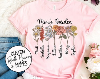 Mimi's Garden Shirt with Custom Birth Flowers and Names - Mothers Day Gift - Unique Grandma Gift - Personalized Birthday Gift