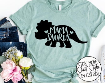 Mama Saurus Shirt - Mom Dinosaur Shirt - Triceratops Shirt - Momma Shirt - Kids Birthday Dinosaur Shirt - Pregnancy Announcement Shirt