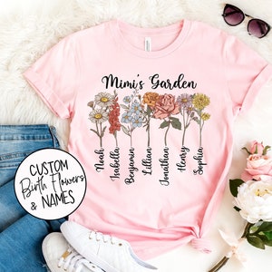 Mimi's Garden Shirt with Custom Birth Flowers and Names - Mothers Day Gift - Unique Grandma Gift - Personalized Birthday Gift