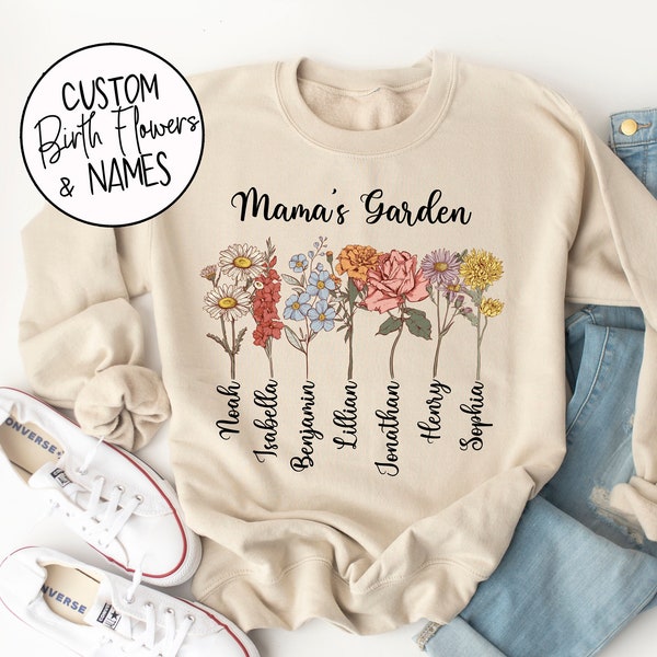 Mama's Garden with Custom Birth Flowers and Kids Names - Mothers Day Gift - Unique Mama Gift - Personalized Christmas Gift - Birthday Gift