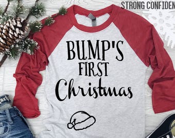 Bump's First Christmas® Shirt. Pregnancy Christmas Shirt. Mommy to be Christmas Shirt. Baby Bump Christmas Shirt. Maternity Christmas Shirt